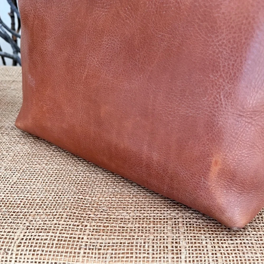 Madewell Zip Top Transport Small Brown Leather Bag